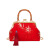 酷奇袋鼠（KUQIDAISHU）女士包包手提包竹节包贝壳形中国风刺绣旗袍包单肩包 红色