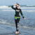 Yosoci儿童泳衣分体潜水服两件套长袖长袖泳装透气弹性拉链速干冲浪服温泉中大童青少年 黑色(男童) 140