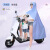 耀王 电动车雨衣PVC骑行车衣仪表透明男女电动自行车双人亲子雨披 亲子-橙色 均码 