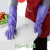 洗碗手套橡胶防水胶皮加绒洗衣服 乳胶加厚厨房耐用保暖清洁家务 一体绒保暖连体40公分紫手套 L