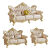 萌依儿欧式真皮沙发组合123 香槟金色大客厅实木雕花别墅高端欧美风的 沙发123组合国产皮