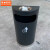 京洲实邦 砂钢 港式创意不锈钢半圆靠墙式垃圾桶  A 黑色带烟缸款