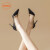 鞋柜（shoebox）达芙妮集团旗下高跟单鞋女2024年夏季新款欧美漆皮铆钉细跟性感 黑色_7厘米普通款 34