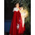HPFY中式女装中国风冬装外套加绒加厚纳兰词斗篷汉服女披长款白色保暖 红色大毛领斗篷