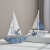 地中海帆船模型摆件木质小船工艺船拍摄道具家居装饰品海边纪礼品 24公分风灯帆船