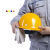 国标工地安全帽透气加厚建筑工程施工安全头帽领导圆头盔定做印字 黄色V款透气【旋钮帽衬】