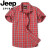 吉普（JEEP）短袖衬衫男纯棉格子商务休闲方领男装半截袖衬衣外套 2016 红格 XL