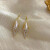 欧美时尚水滴形几何耳坠优雅锆石流苏耳饰小众设计精美长款耳环 金色白珍珠