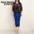 保罗蒙巴登欧美女装蝙蝠袖包臀修身V领长裙气质宽松褶皱 杏色 均码(90-160)