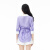 emu白色翻领V领紫色条纹中袖系带收腰中长款衬衫上衣132320003 紫色 M