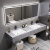 广东佛山卫浴现代简约大理石双人洗漱台公共卫生间浴室柜单层 1.6米双盆智能方镜款