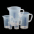 奶茶塑料刻度量杯适用PP带厨房烧杯定制烘焙工具加厚 500ml 蓝色刻线