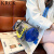 KRCK牛仔帆布圆筒包2024新款时尚运动包包女休闲水桶包斜挎包链条女包 绿色 +送挂件
