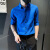 二哈吉斯汪条纹七分半袖衬衫男士夏季新款男装冰丝薄款 蓝色 SC23 M [推荐105斤以内]