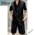 MLEX夏季烫钻短袖短裤西服两件套男士时尚休闲感痞帅西装套装 黑色套装 M