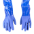 春蕾 接袖工业棉毛浸塑防滑耐油耐酸碱手套PVC 60CM加长 蓝色 1付