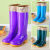 迪寇（Di Kou）高筒防滑加绒棉防水鞋桶胶鞋水靴女厨房保暖冬季 紫色中筒-加厚款加绒款 38