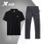 特步运动套装男 夏季短袖T恤速干长裤男装运动衣服两件套 9304黑/黑 S