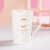 创意陶瓷咖啡马克杯带盖勺个性潮流牛奶喝水杯子男女早餐茶杯 白色-Y盖+勺