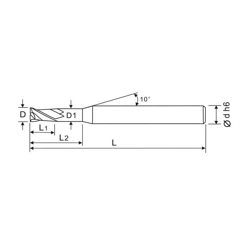 刃天行立铣刀PGL2040-060L25通用加工2刃 长颈短刃平底铣刀 订制品