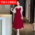 罗淑（LUOSHU）连衣裙法式显瘦红色新娘敬酒服平时可穿 酒红色 XL
