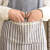 日式棉麻厨房家用围裙防油罩衣工作服咖啡文艺围裙 绿色上条纹