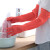 东方红 55CM橡胶加长防水手套 厨房洗碗乳胶长袖洗衣洗车清洁防护 红色10双 M码