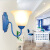 地中海风格壁灯床头灯 欧式客厅过道灯简约田园个性创意灯饰灯具 蓝色灯架+蓝色布罩