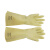 三蝶153工业橡胶手套 加长耐酸碱手套 渔业防水防滑手套卷边 5双 45cm 米黄色 定制