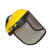 头戴式割草机防护面罩钢丝网面具防爆防冲击溅面屏园林打草帽 黄色 一套面罩