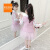 東臣【特价】【两件套】儿童女童针织背心+小女孩韩版网纱公主连衣裙 粉红色 140（参考身高125-135cm）
