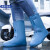 防雨防汛硅胶雨鞋套男女加厚防滑耐磨学生便携式雨靴仿硅胶水鞋套 纽扣款-高筒蓝色109 M34-36码