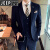 吉普（JEEP）新款男式西服套装韩版修身三件套婚礼伴郎新郎摄影服装商务礼服白 深灰色 S