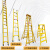 雅恪尚 玻璃钢伸缩梯子工程梯便携升降单直梯凳电工人字梯 60方管绝缘人字梯长300cm底宽68cm