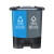 分类双桶垃圾桶公共场合三商用厨房干湿分离二合一脚踏可回收 80L新国标加厚款蓝+灰 【新料加厚】
