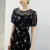 颜域（YANYEE）2023夏季短袖蕾丝连衣裙圆领透气优雅显瘦气质黑花 M/38