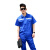 厚创 夏季短袖工作服套装劳保服环卫建筑工装 （蓝色+灰色反光条套装） 175/88A 