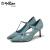 金利来（goldlion）女鞋尖头细高跟时尚水钻装饰职业浅口单鞋61291008760P-蓝色-39码