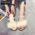 两穿毛毛凉鞋女学生韩版平底原宿社会防滑凉拖鞋女夏外穿时尚女鞋 白色 39