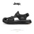 Jeep吉普包头凉鞋男夏季新款外穿潮流软底防滑户外休闲男士沙滩皮凉鞋 黑色 38