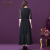 王小鸭蕾丝法式气质连衣裙女夏新款品牌黑色收腰雪纺裙女 黑色 3XL