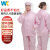 WK 无尘服防静电服分体连帽工作服洁净服防尘服喷漆养殖场 粉色 3XL