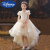迪士尼（Disney）跨境夏季童装儿童礼服裙高端小女孩钢琴演出服走秀拖尾女童公主裙 粉红色 140cm