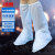 冰禹 PVC防水鞋套 加厚底耐磨防雨鞋套便携式非一次性雨具雨靴套 磨砂白3XL BYC-299