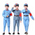 谋福 演出服志表演服 长征合唱服装 蓝色红军短袖套装 140cm 