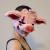 萨默斯动物头饰表演道具搞怪猪头面具手工钩针派对立体小猪头套节日舞台 粉色