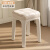 奶油风凳子化妆凳女生卧室梳妆台椅子现代简约家用可叠放塑料加厚 米白色-白腿加厚海绵软包