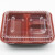 海斯迪克 HKLY-124 一次性餐盒分格饭盒便当盒塑料打包盒 红黑 850三格*带盖*20套