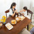 元优 纯实木餐桌椅北欧圆角橡胶木吃饭桌现代中式简约小户型餐厅家具 胡桃色长1.2米单桌
