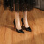 古鑫鳯高跟鞋婚鞋宴会鞋女气质黑色细跟性感伴娘尖头裸色小香风大码单鞋 6cm 黑色红底压钻 32